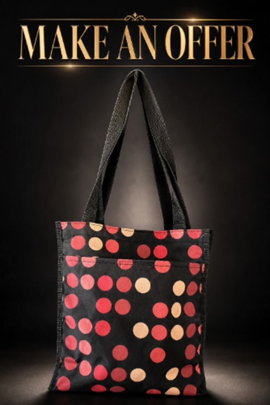 Biologe Nylon Tote Bag Colorful Geometric Print w/ Durable Shoulder Straps NEW